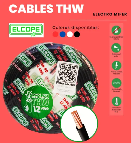 CABLE THW-90 12 AWG ELCOPE