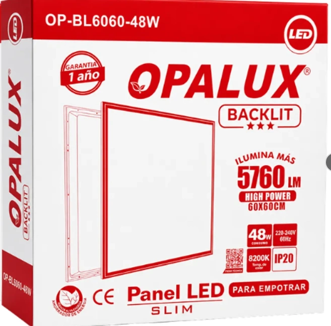 PANTALLA BACKLIT EMPOTRADO LED 60 X 60 48W OPALUX