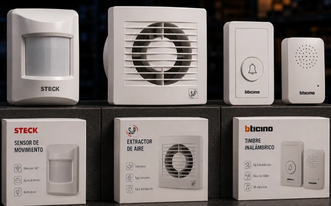 EXTRACTORES DE AIRE, SENSOR DE MOVIMIENTOS Y TIMBRES