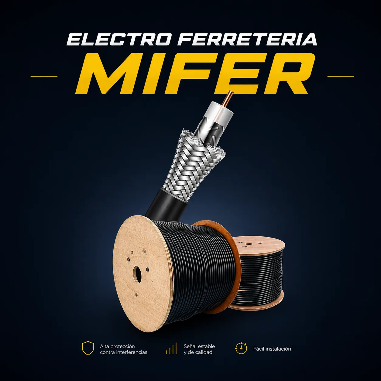 CABLE COAXIAL BLANCO/NEGRO MOVISTAR (305 METROS)