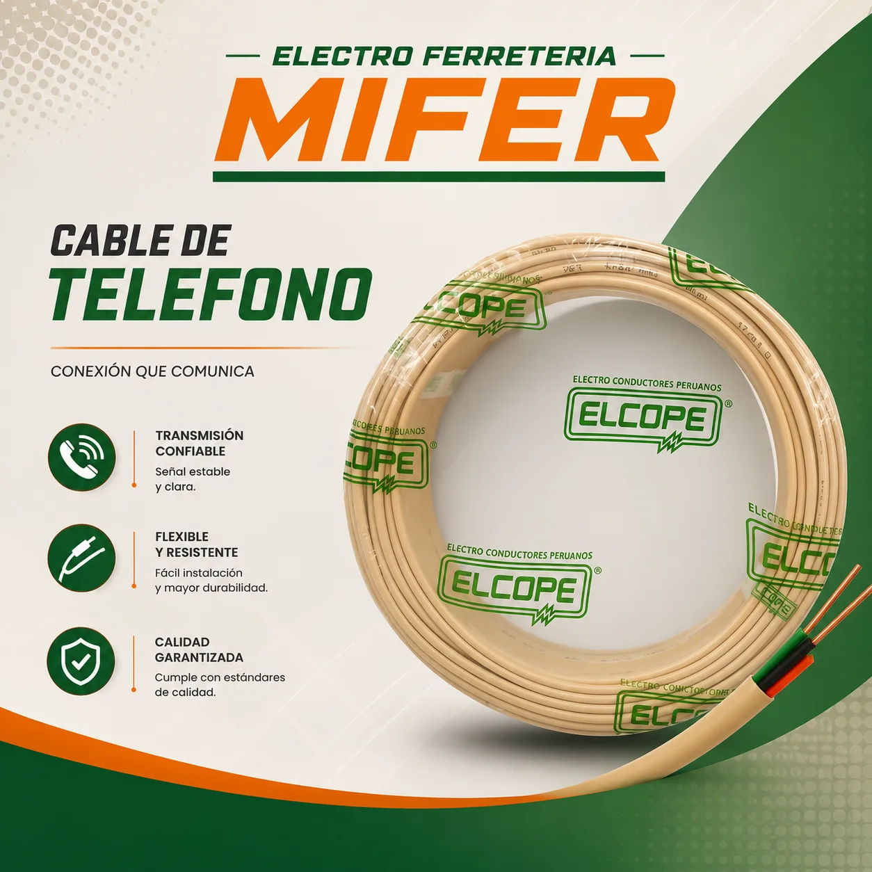CABLE TELEFONO 4X22 AWG ELCOPE (ROLLO 150 MT)