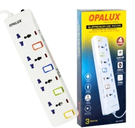SUPRESOR DE PICO 4 TOMAS C/ INTERRUPTOR OPALUX