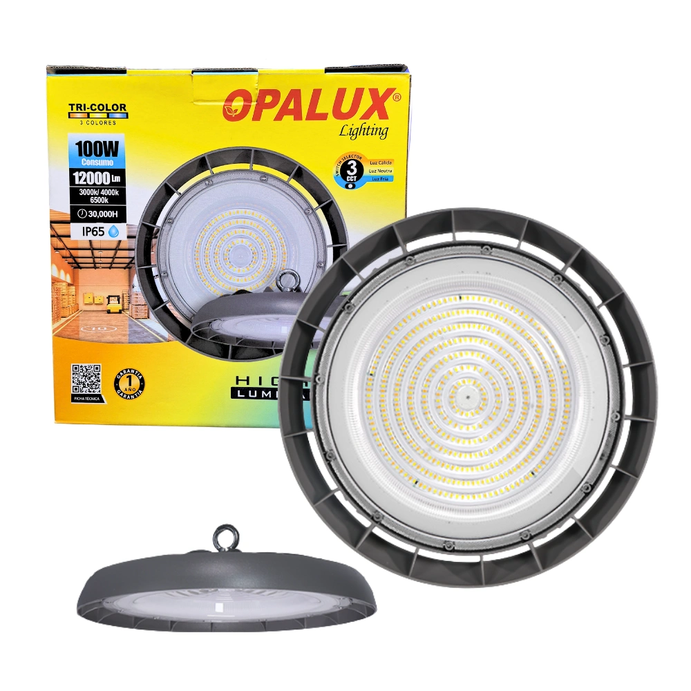 LUMINARIA LED HIGHBAY 100W REDONDO OPALUX 3 TIEMPOS