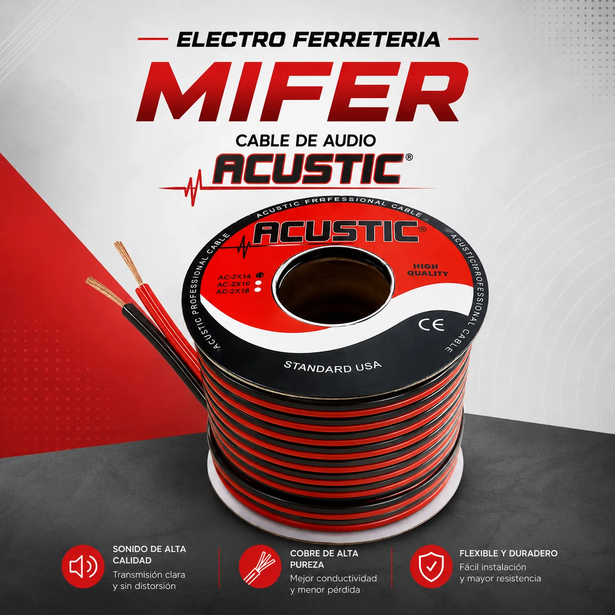 CABLE MELLIZO 2X14 AWG AUDIO ACUSTIC
