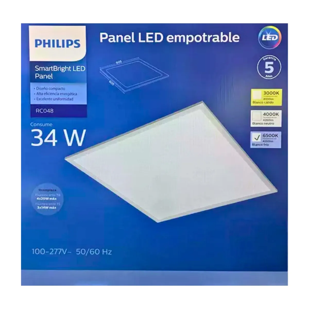 PANTALLA EMPOTRADO LED 60 X 60 34W PHILIPS
