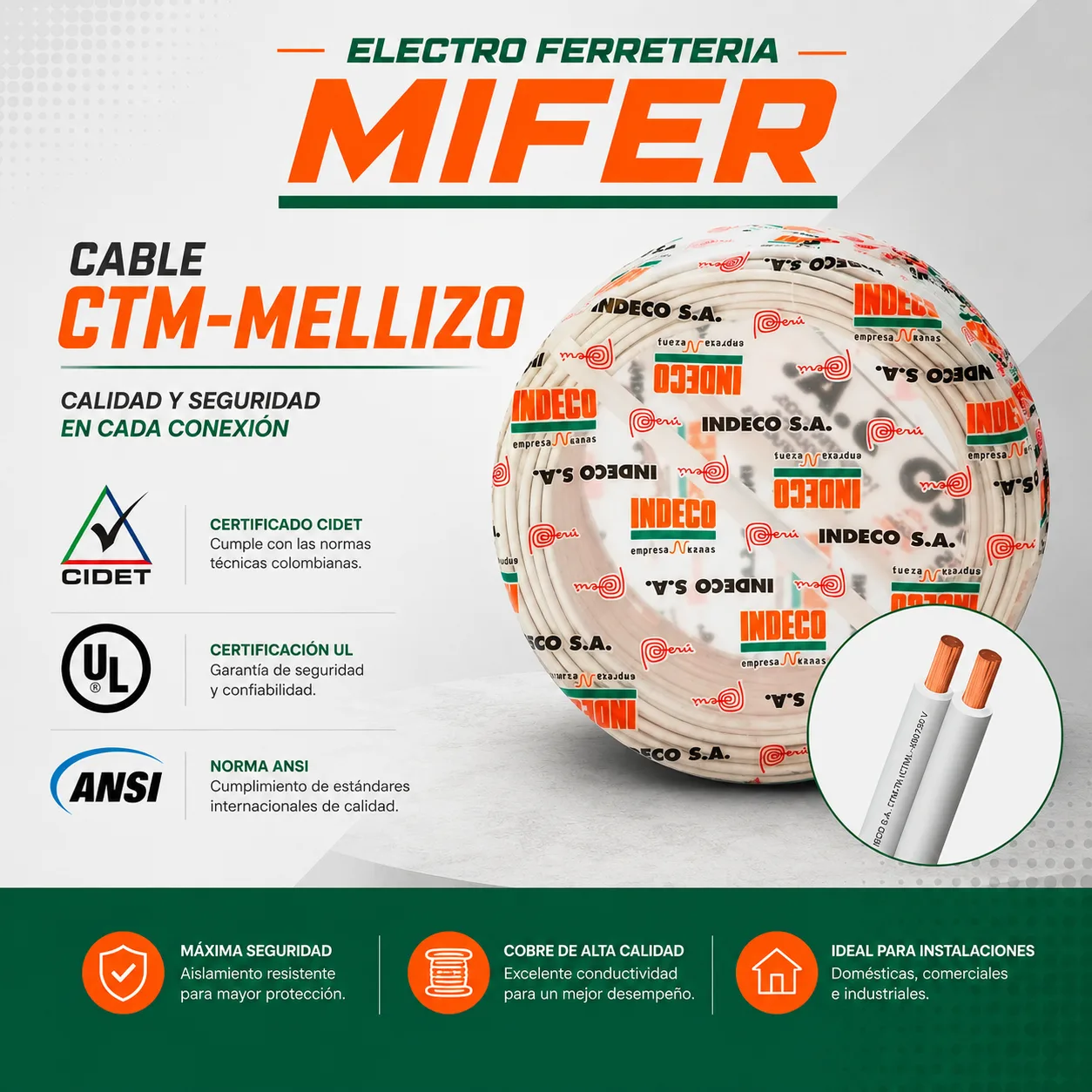 CABLE MELLIZO 2X14 AWG INDECO