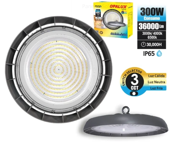 LUMINARIA LED HIGHBAY 300W REDONDO OPALUX 3 TIEMPOS
